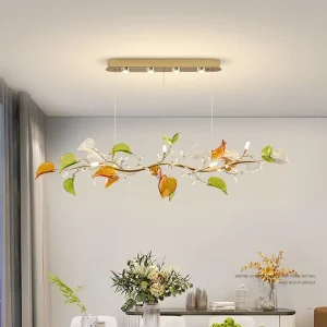 Modern Leaf Design LED Glass Chandelier Pendant Light for Living Villa Hotel Dining Room Island