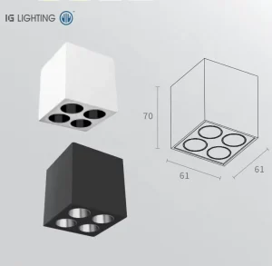 Modern Led Surface Mounted Spotlight Grille Light Commercial 9w 12w 15w Cob Ceiling Grille Light for Shopping Mall Supermarket