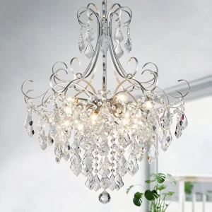 Modern Light Luxury 10-Light Crystal Chandelier Nordic Chrome Steel K9 Crystal Pendant Ceiling Light for Dining Room