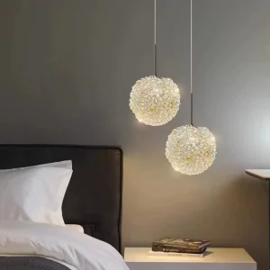 Modern Light Luxury Crystal LED Pendant Light Adjustable Single Head Chandelier for Bedroom Living Room Dining Room