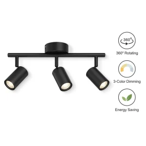 Modern Linear 3-Head LED Ceiling Spotlight GU10 3-Step Intelligent Dimming Surface Mounted Track Light