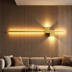 Modern Linear LED Wall Sconce 7W 12W Dual Light Grille Aluminum 60cm High CRI90 for Bedroom Sofa Background Decor Lighting