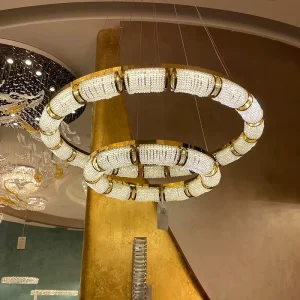 Modern Living Room Chandelier LED Luxury Round Beaded Crystal Pendant Light