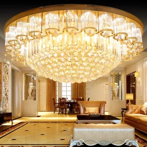 Modern Living Room Crystal Led Ceiling Lamp European Fashion Gold Round Bedroom Lighting Home Decoration Ceiling Lights