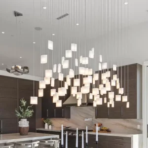 Modern Long Custom Glass LED Pendant Chandelier with Adjustable Height for Hotel and Home Indoor Lighting