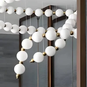 Modern Long Design Glass LED Chandelier Pendant Lights Adjustable Height Remote Control Customized Color Hotel Lobby Villa