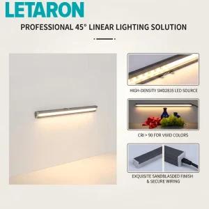 Modern Low Glare Oblique Illumination 45 Degree Recessed LED Strip Light 10x10mm Slot Cabinet Display Under Shelf Light