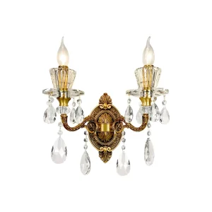 Modern Luxurious Brass Sconce Crystal LED Wall Lamps Painting Finish for Home Office Decoration