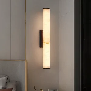 Modern Luxury Alabaster Wall Sconce Marble Interior Hotel Decorative Brass LED Stone Lamp for Bathrooms Bedrooms