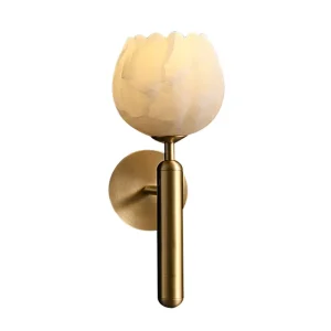 Modern Luxury Allabaster Ball Wall Lamp Simple Natural LED Light Hotel Villa Indoor Bedside Decoration All Copper Wall