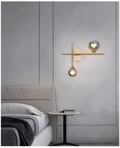 Modern Luxury Bronze Iron & Glass Wall Lamp Minimalist Sconce Light for Living Room TV Background Home Decor