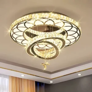 Modern Luxury Clear Lustre Ceiling Light Crystal Design with Steel Base for Hotel Villa Living Room Chandelier
