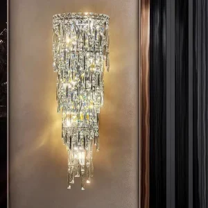 Modern Luxury Crystal Bedside Wall Lamp Living Bedroom Background Decoration Wall Fitting Hotel Lobby Corridor Wall Light