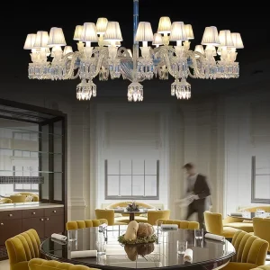 Modern Luxury Crystal Chandelier Chrome Decorative Ceiling Light Customized Pendant for Hotel Lobby Ballroom Dining Room