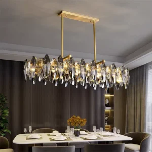 Modern Luxury Crystal Chandelier K9 Crystal Grey Pendant Light for Hotel Bedroom Living Dining Room Lighting
