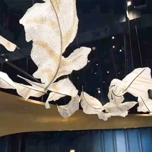 Modern Luxury Crystal Chandelier Leaf Shape Design Large Size AC Powered Non-Standard Project Pendant Lights Hotel Lobby
