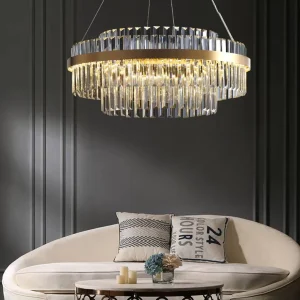 Modern Luxury Crystal Chandelier Round Pendant Light Deco Ceiling Lamp for Living Room Bedroom Dinner Table