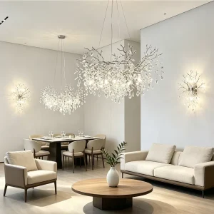 Modern Luxury Crystal Chandeliers Pendant Wall Lights Set Staircase LED Crystal Chandeliers for Villa Dining Living Room Bedroom