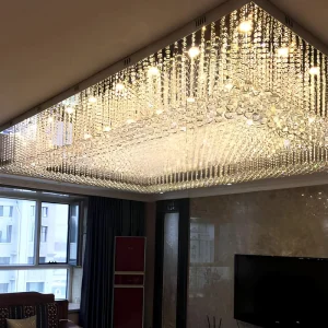 Modern Luxury Crystal LED Chandelier Pendant Light with Remote Control Customized Gold Finish for Hotel & Villa Lobby Decoration