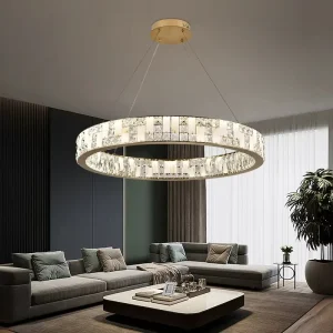 Modern Luxury Crystal Marble Chandelier LED Pendant Light Minimalist Design for Living Room Dining Room Villa Bedroom Decor