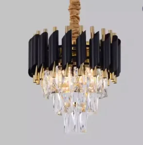 Modern Luxury Crystal Pendant Light with Gold Finish Round Crystal Chandelier for Home and Hotel Decor Middle Sized Fixture
