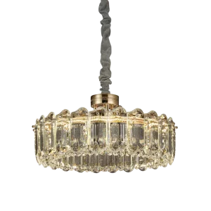 Modern Luxury Crystal Ring Chandelier Gold Round Oval Tiered Pendant Light for Villa Majlis Dining Room and Hotel Lobby