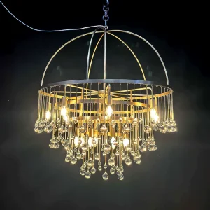 Modern Luxury Crystal Round Chandelier Linear Bubble Glass Pendant Light Cascade Island Vintage Gold Lamp for Dining Room