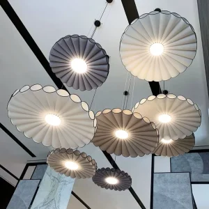 Modern Luxury Felt Chandelier Pendant Light for Home Office Adjustable Height Sound Absorbing High Brightness Warm White Middle