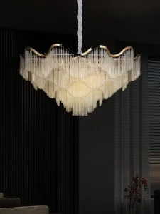 Modern Luxury French Style Crystal Fringe Chandelier and Pendant Light for Living Room Dining Room Decoration