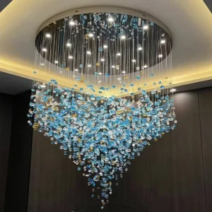 Modern Luxury Glass Chandelier Hand Blown Decorative Glass Custom Pendant Light for Villa Hotel Lobby Projects