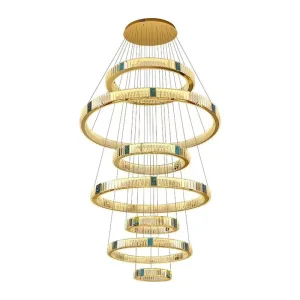 Modern Luxury Gold Crystal Ring LED Chandelier Multi Tier Hanging Ceiling Pendant Light for Hotel Lobby Staircase Villa Project