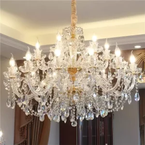 Modern Luxury Gold Glass K9 Crystal Chandelier Indoor Living Room Hanging Pendant Lights for Hotel Bedroom