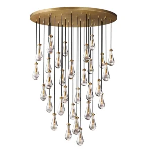 Modern Luxury Gold LED Pendant Light Crystal Chandelier