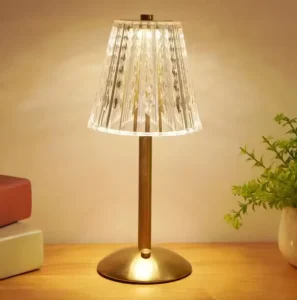 Modern Luxury Gold Rechargeable Cordless LED Table Lamp Crystal Shade