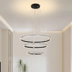 Modern Luxury Indoor Home Decorative Hanging Round Circle 3 Rings Chandelier Led Pendant Lights