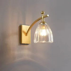 Modern Luxury Iron Hotel Bedroom Bedside Corridor Dining LED Indoor Lighting Decorative Wall Lamp Crystal Shade 4100K Neutral CE