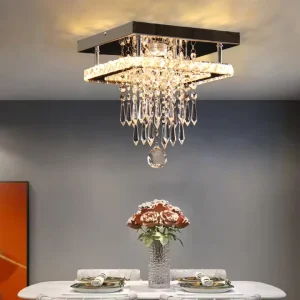 Modern Luxury K9 Crystal Ceiling Chandelier Square Pendant Lights for Home Living Room or Bedroom Decorative Lighting