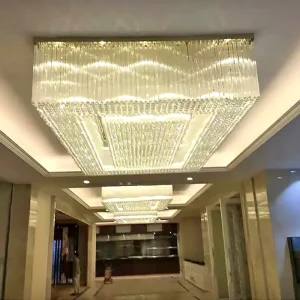 Modern Luxury LED Ceiling Chandelier Light Square Crystal Pendant Custom Project for Home Villa Indoor Use Department Store