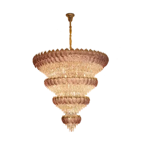 Modern Luxury LED Pendant Raindrop Crystal Chandelier Champagne Gold Finish 2 Year Warranty for Hotel Villa Hall Use