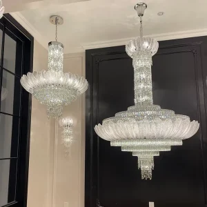 Modern Luxury Large Hotel Staircase Crystal Pendant Lights Large Crystal Chandelier Decoration Drop Light for Villas