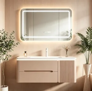 Modern Luxury Multi-layer Plywood Bathroom Vanity Durable Wall-mounted Dressing Table Factory Direct Sales OEM ODM