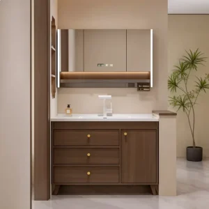 Modern Luxury Multi layer Solid Wood Dressing Table Stain resistant Bathroom Vanity Commercial Model OEM ODM