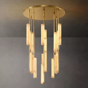 Modern Luxury Natural Spanish Alabaster Chandelier Pendant Light for Kitchen Island Dining Room Villa Lobby