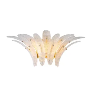 Modern Luxury Nordic Art Wall Lamp for Villa Bedroom Living Room Handmade Glass Feathers Body Light Bedside Decorative Lamp