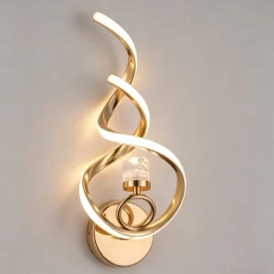 Modern Luxury Spiral Acrylic LED Wall Lamps Indoor Living Bedroom Decorative Gold Wall Lights Creative Wall Sconces