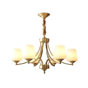 Modern Luxury Style Copper Glass LED Chandelier E27 Decorative Pendant Light for Living Room Restaurant