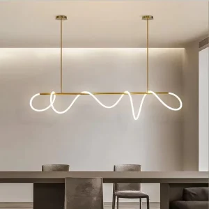 Modern Luxury Wave Shaped Linear LED Pendant Light Creative Lighting for Dining Rooms and Bar Counters