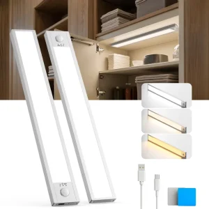 Modern Magnetic Sticker Rechargeable LED Light Motion Sensor Dimmer Touch Control Silver Indoor Kitchen Cabinets Closets Reading