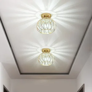 Modern Manufacture European Style E27 Iron Semi Flush Mount Ceiling Lighting Fixture for Home Gold Luxury Crystal Ceiling Lamps