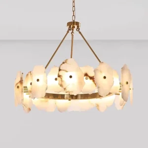 Modern Marble Leaf Chandelier Alabaster Pendant Ceiling Light Living Room Decoration Set LED Lights for Home Natural Stone Lamp